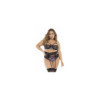 Deux-en-un, nuisette et ensemble trois pièces noir, grande taille, tissu fleur exotique 